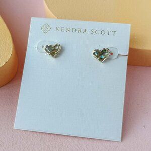 Kendra Scott - Ari Heart Abalone Shell Gold Stud Earrings - NEW